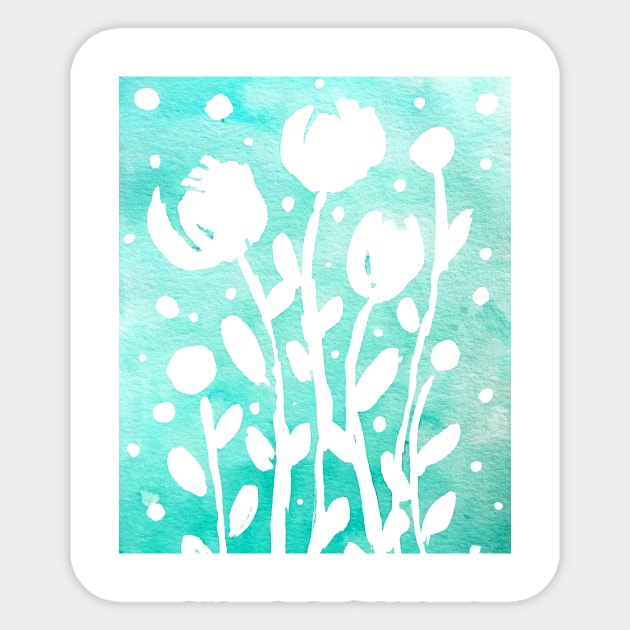 Whimsical watercolor flowers – turquoise Sticker by wackapacka